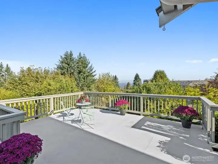 The tremendous deck has so much flexibility. You'll never miss a sunset from here.