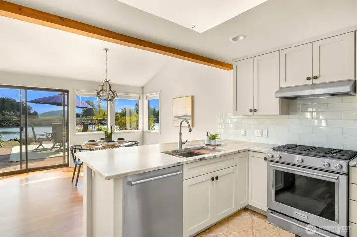 Gorgeous channel view from the kitchen and breakfast nook dining area