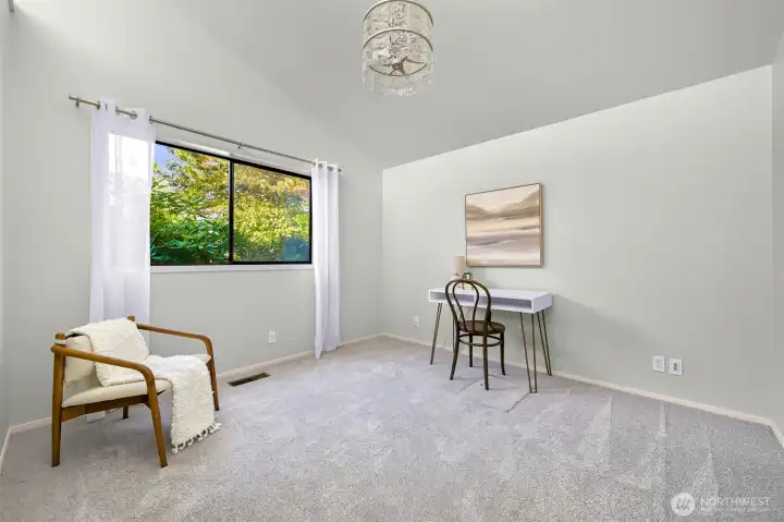 the second bedroom is staged as an office
