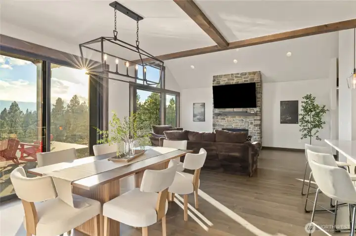 Dining area with slider to back deck