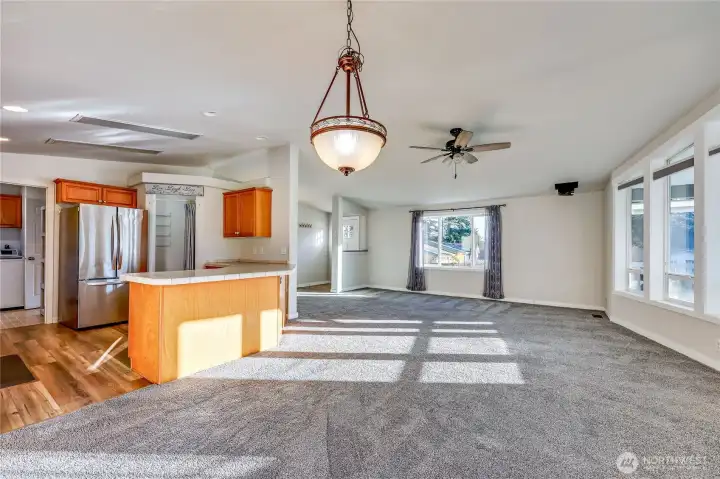 Kitchen has ample counter space, walk in pantry to the left, laundry will exterior exit to the far left.