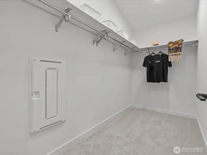 Must-have walk-in closet in the primary bedroom! Model home.