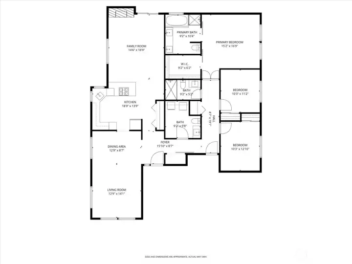 Floor plan illustrating room dimensions, layout, and flow between living spaces. Measurements are approximate.