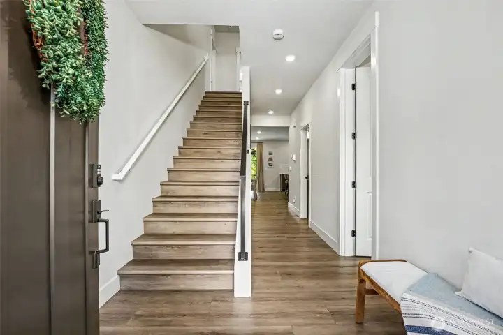 Greeted by a luxury flooring and tall ceilings.
