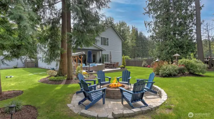 Newly installed fire pit for those relaxing Pacific Northwest evenings