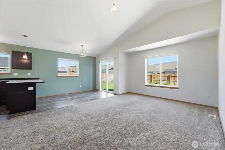Living room and dining area.