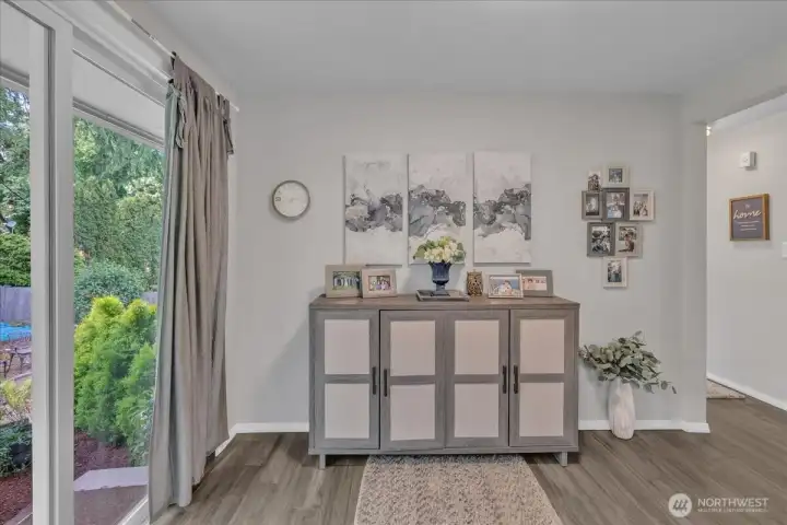 Sliding glass doors entry back into the home