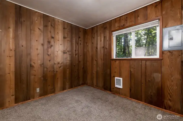 Bedroom #2 - nice wood-wrapped walls gives it a cozy NW cabin feel!