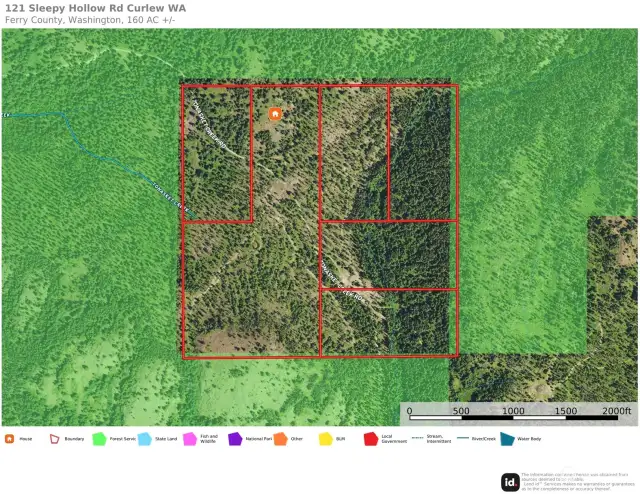 The Green area around the property is Colville State Forest land