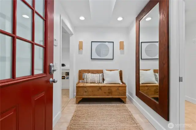 Entry seating + huge storage closet