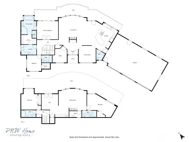 Main level on top, lower level below