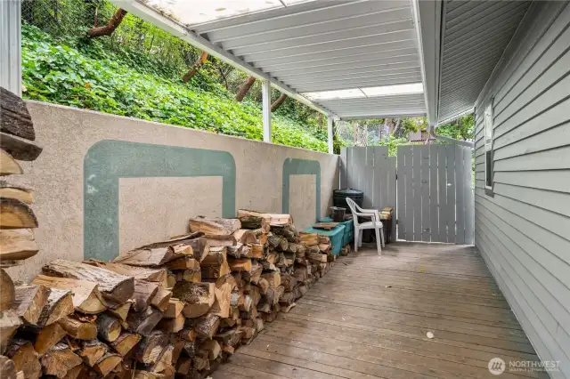 Rear covered deck with outdoor access