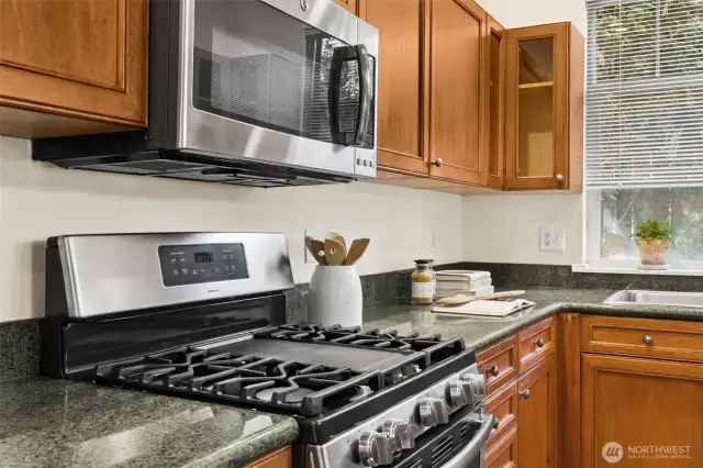 All stainless steel appliances with gas range here