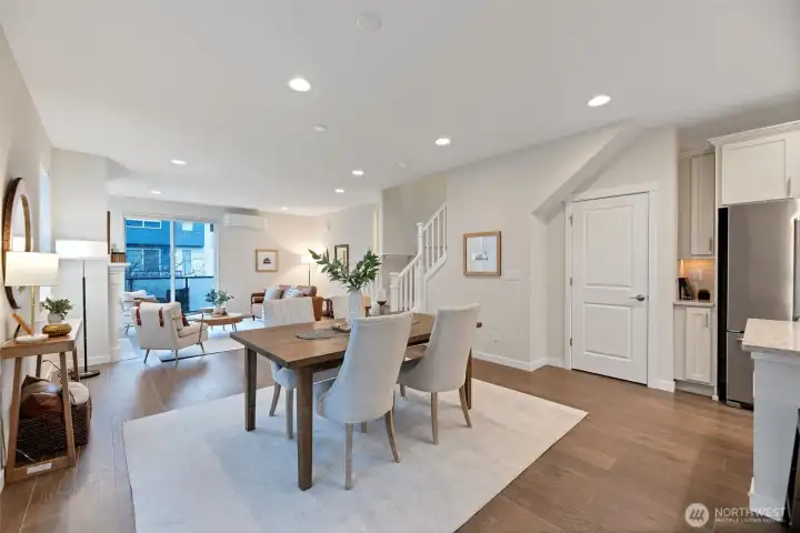 Pantry in the kitchen allowing wise use of space under stairs
