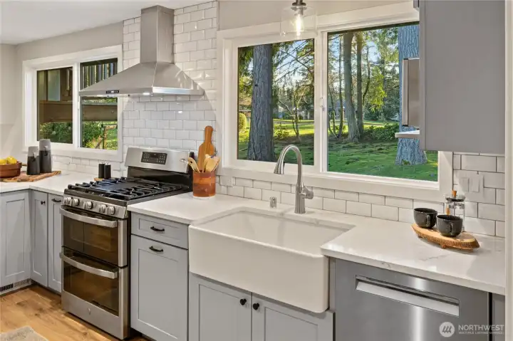 Custom details including farmhouse sink, tile and more!