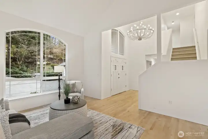 Lovely views out every window. Newly refinished hardwood floors. New entry chandelier.