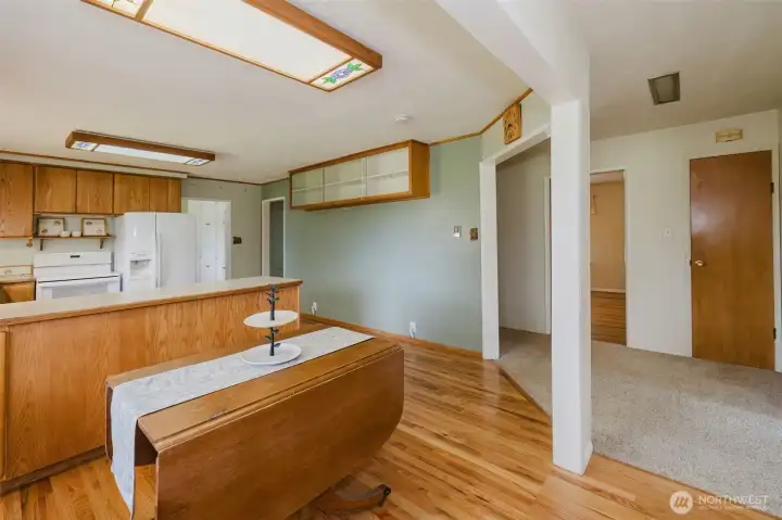 Upper built-in China cabinet in kitchen