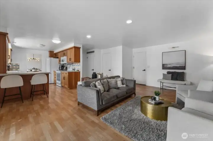 Easy layout access from kitchen to living space.