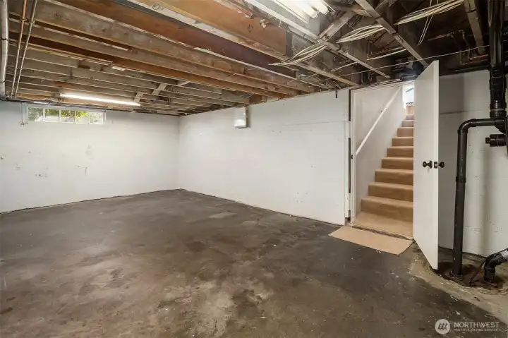 Lower level with ample room for storage.