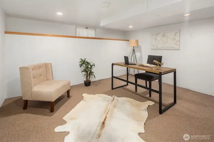 Lower level flexible bedroom 4/office/bonus space.