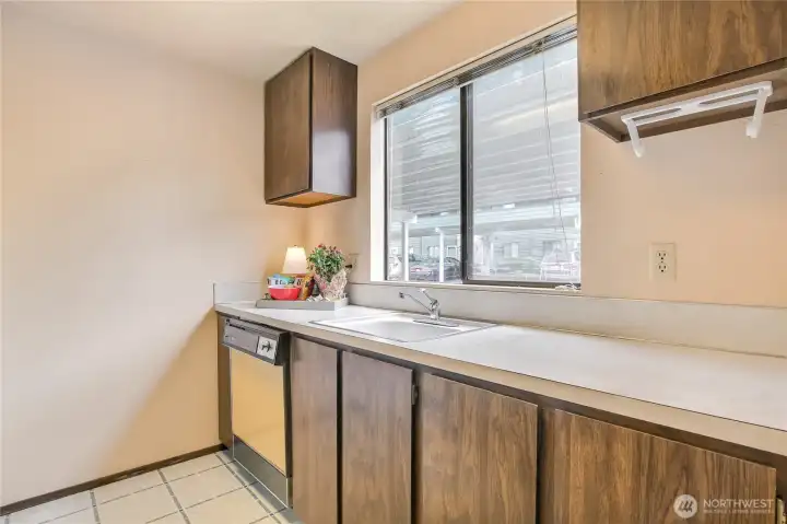 Kitchen has Window to look outside