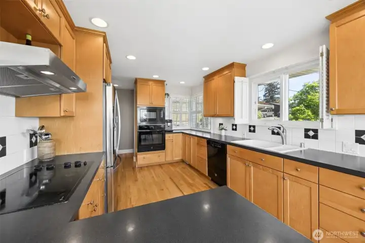Ample cabinet and counter space