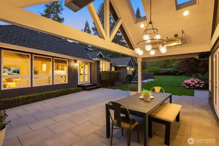 Covered Patio with Heaters and Skylights