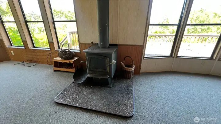 Living room with wood stove