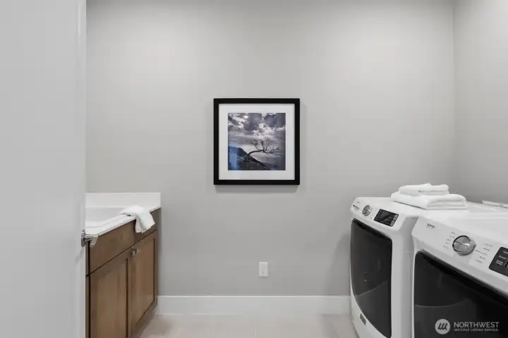 Laundry upstairs on bedroom level. Laundry upstairs on bedroom level.