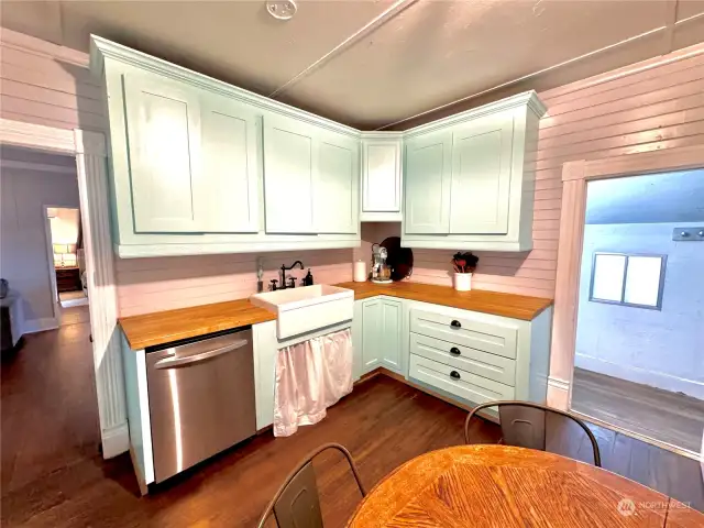 Kitchen has newer cabinets installed