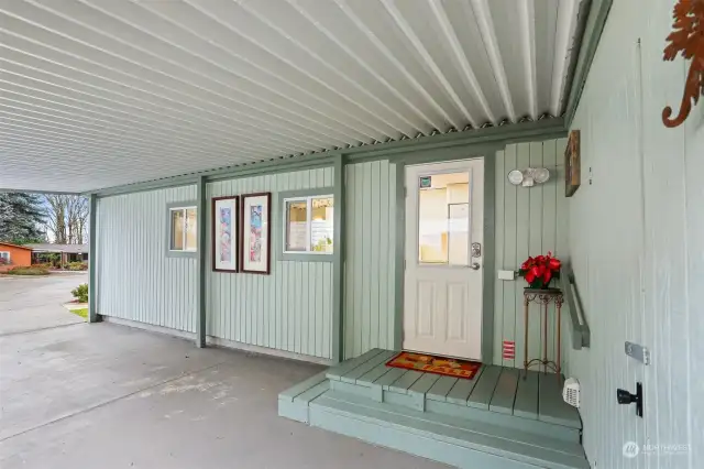 Covered entryway to kitchen.