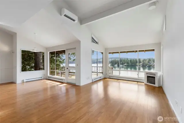 Spacious living room and dining room areas.