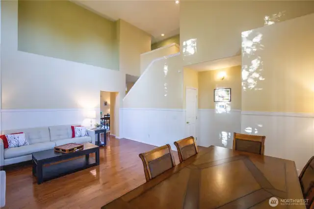 This large and open room provides space for formal living and dining room.