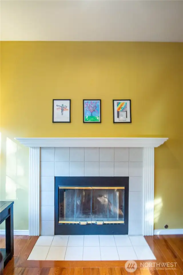 The gas fireplace provides a lovely setting and ambience