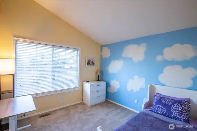 Bedroom #2 is a fun child's bedroom with a large display shelf area not pictured above the closet area.