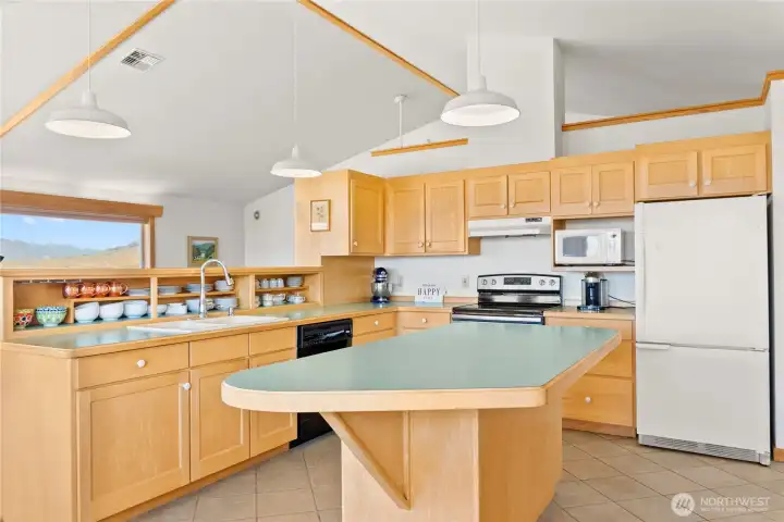 Expansive counters designed for both meal prep and entertaining.