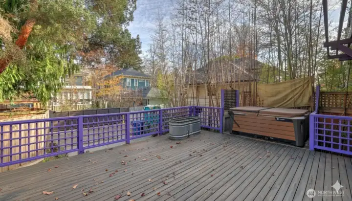 Expansive deck above the 2 car attached garage
