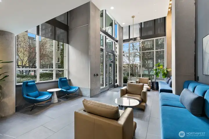 Cedar entrance lobby