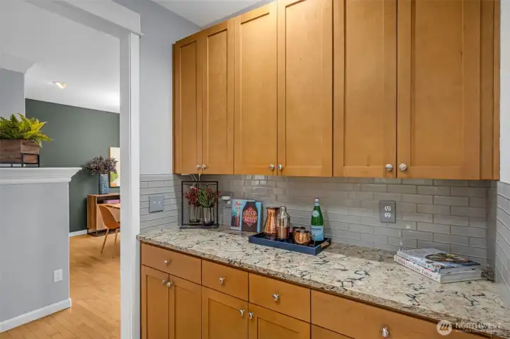extra counter space and storage here; a butler's pantry, but even better.