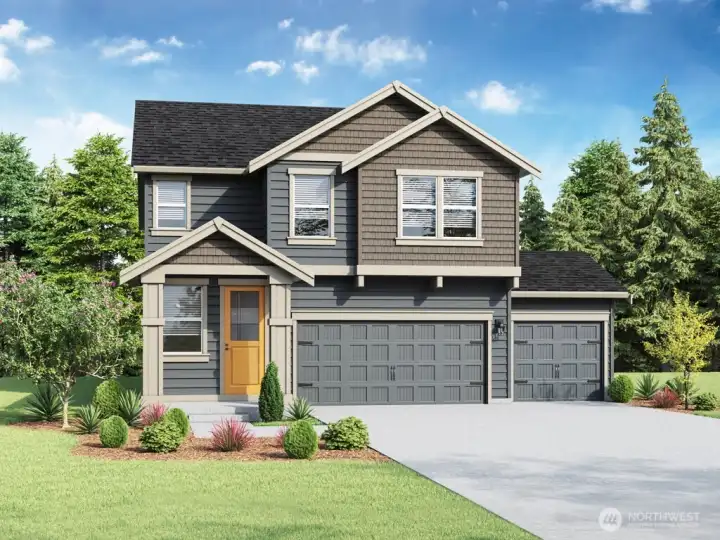 Elevation of available home. Colors will vary.