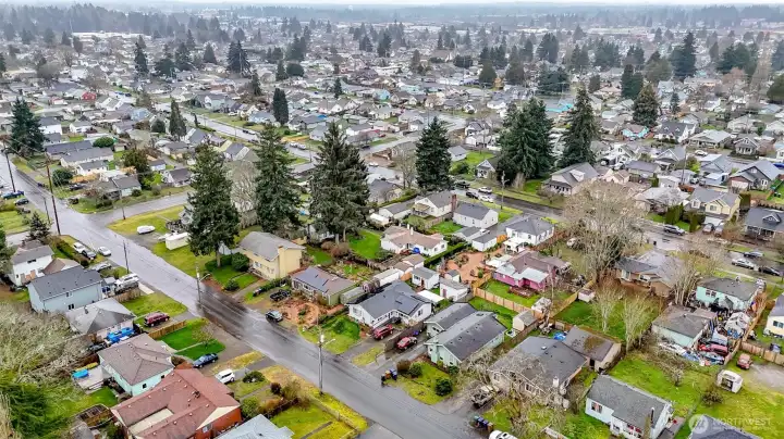 Aerial view of neighborhood