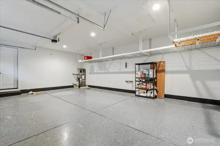 Garage with epoxy coating on floor
