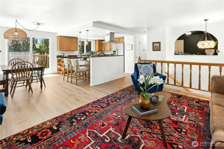 Note how the living room is open to the dining room and kitchen....the perfect layout!