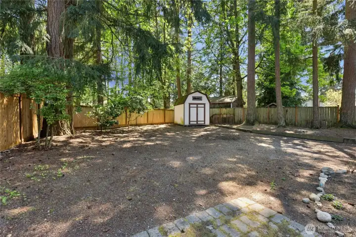 The shed is a great place to store your lawn and garden supplies.