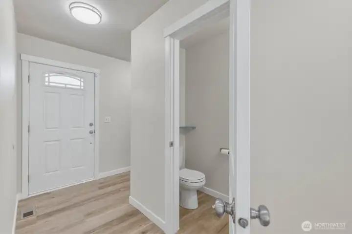 Front door and half bath