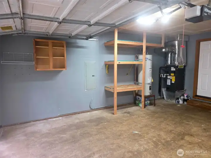 Shelves & hot water tank view
