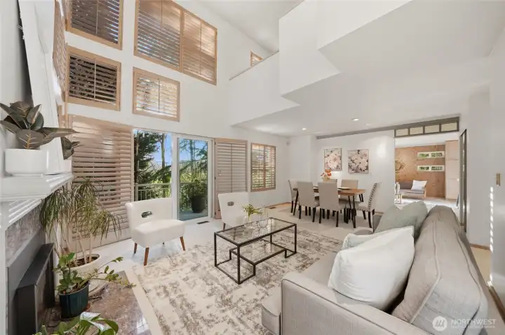 Vaulted up to second floor.