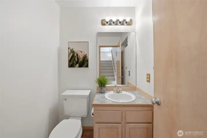 Powder room on main.