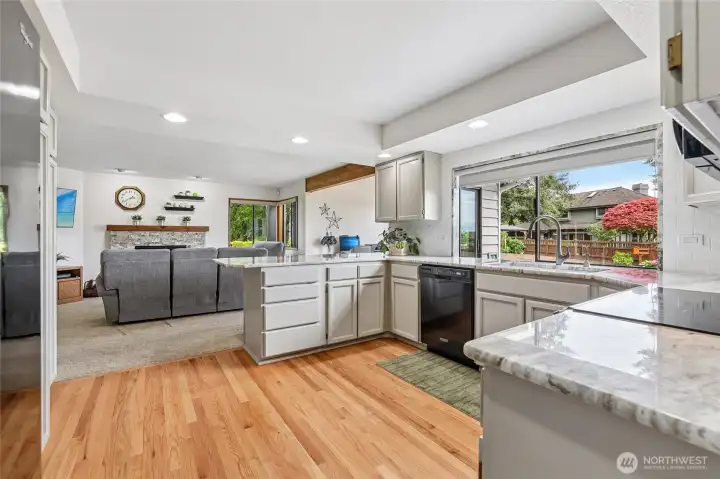 Gourmet kitchen featuring modern, durable quartz counters
