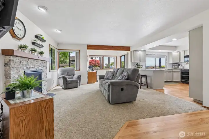 Cozy family room just off the kitchen